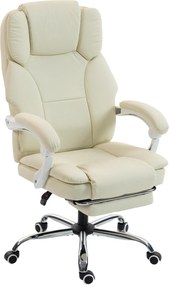 HOMCOM ergonomikus irodai szék — dönthető háttámla, magasságállítás, lábtartó, 360° forgás, zsebrugók, háziállat-barát műbőr, bézs | Aosom