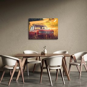 Autó a mezőben képe (70x50 cm)