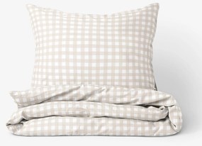 Goldea pamut ágyneműhuzat - latté kockás 240 x 220 és 2db 70 x 90 cm