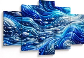 Kép – Halak a hullámokban (150x105 cm)