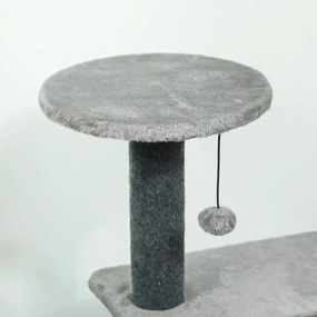 Macska kaparófa 103 cm macskabarlanggal, platformokkal, szizál kaparófákkal, szürke