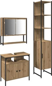 vidaXL Fürdőszoba bútor szett polcokkal 3 pcs Artisan tölgy Faanyag