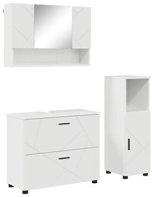 Fürdőszoba bútor szett 3 pcs Magasfényű fehér 76.5 x 35 x 64 cm