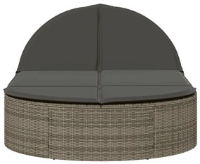 Szürke polyrattan dupla napozóágy párnával