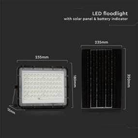 LED Kültéri napelemes reflektor LED/15W/3,2V IP65 4000K fekete + távirányító