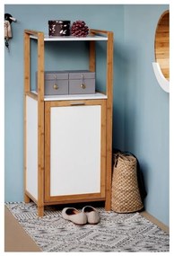 Fehér-natúr színű bambusz fürdőszobai polcos állvány 40x95 cm Finja – Wenko