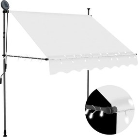 vidaXL krémszínű kézzel kihúzható LED-es napellenző 100 cm