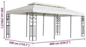 fehér acél pavilon dupla tetővel 6 x 3 m