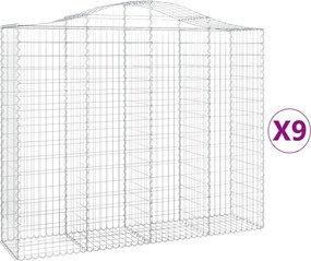 vidaXL 9 db íves horganyzott vas gabion kosár 200x50x160/180 cm