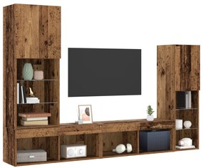 TV szekrény LED lámpákkal Megkopott fa 40.5x30x102 cm