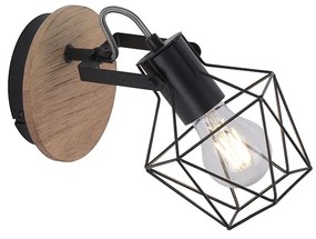 Ipari reflektor lámpa fekete fával - Sven