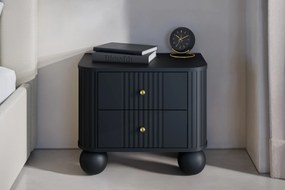 Vesper éjjeliszekrény készlet 56 cm - fekete / arany fogantyúk / gömb alakú lábak