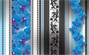 Fotótapéta Orchideák kék-rózsaszín szürke díszek 350x250 +ragasztó