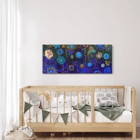 Sötétkék virágok képe (120x50 cm)