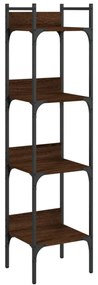 4 szintes barna tölgy szerelt fa könyvespolc 35 x 30 x 138,5 cm