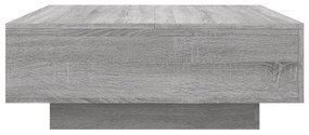 szürke sonoma színű dohányzóasztal LED-lámpákkal 80x80x31 cm