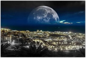 Poszterek 185x125 Hold a város felett Éjszaka