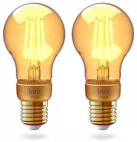 LED lámpa , égő , INNR , izzószálas hatás , filament , 2 x E27 , 2 x 4.2 Watt , borostyán sárga , meleg fehér , dimmelhető , Philips Hue kompatibilis