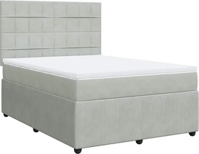 vidaXL világosszürke bársony rugós ágy matraccal 140x190 cm