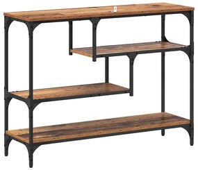Konzolasztal polcokkal Régi fa 100 x 30 x 75 cm Faanyag