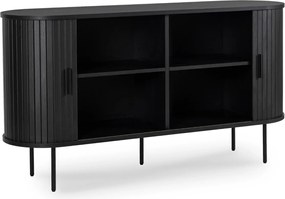 Kétajtós, tolóajtós komód 140 cm méretben, fekete színben TRISH