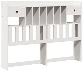 fehér tömör fenyőfa könyvespolcos ágy matrac nélkül 150x200 cm