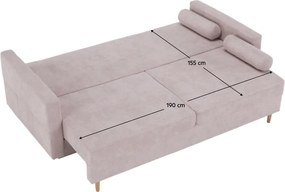 Szófa kinyitható, öregrózsaszín anyag Queens, AURELIA