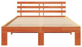 Tömör Fenyő Ágykeret Gyantázott barna Tömör fa 140 x 190 cm