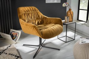BIG DUTCH design bársony fotel - okker