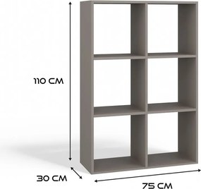 Malax 2x3 polc, 110x75x30 cm, agyag színű