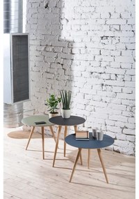 Arp tölgyfa tárolóasztal fekete asztallappal, ⌀ 45 cm - Gazzda