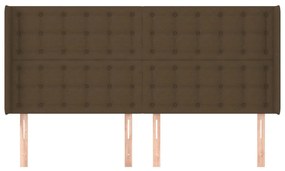 sötétbarna szövet fejtámla szárnyakkal 163x16x118/128 cm