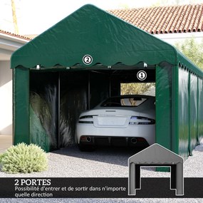 Outsunny Autóbeálló Garázs Sátor 3 x 6m Kültéri Autós Menedék Tároló Sátor 2 Felhúzható Ajtóval, 200g PE Anyag, UV Ellenálló és Vízálló Autóbeálló Aut