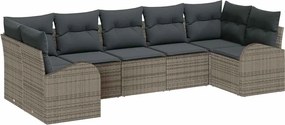 vidaXL Kerti Kanapé Szett párnával tárolóval 7 pcs Szürke polirattan