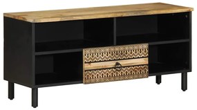 fekete tömör nyers mangófa TV-szekrény 100 x 33,5 x 46 cm