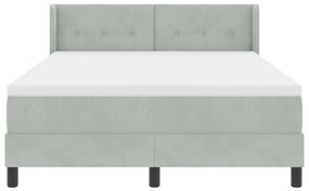 Boxspring Ágy Matrac Kép világosszürke 160x200 cm Bársony