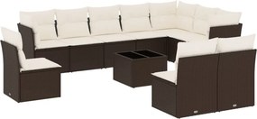 vidaXL 11 részes barna polyrattan kerti ülőgarnitúra párnákkal