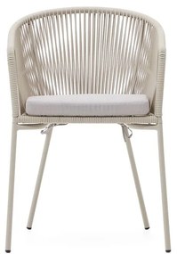 Krémszínű fém-párnázott kerti szék Yanet – Kave Home