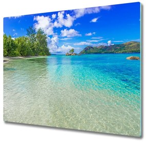 Üveg vágódeszka strand Seychelles 60x52 cm