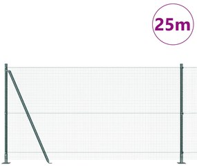 Hegesztett Huzal Kerítés 13 Flangolt Oszloppal Zöld 1.2x25 m Acél