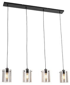 Dizájner lógólámpa fekete füstüveggel 4 lámpás - Dome