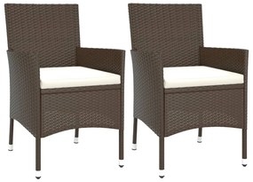 2 db barna polyrattan kerti szék párnákkal (csak Egyesült Királyság/Írország/FI/NO)