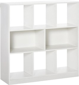 HOMCOM 8 rekeszes könyvespolc, modern dizájnú könyvespolc nappaliba, hálószobába, irodába 97.5x30x100 cm Fehér | Aosom