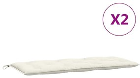 2 db melange krémszínű szövet kerti padpárna 120x50x7 cm