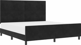 vidaXL Boxrugós ágy fejtámlával Fekete 180 x 200 cm Bársony