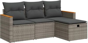 vidaXL 4 részes szürke polyrattan kerti ülőgarnitúra párnákkal