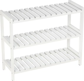 HOMCOM 3-Tier Fa Cipőtartó a Bejárathoz, 9 Pár Cipőre 70x26x57.5 cm Fehér | Aosom