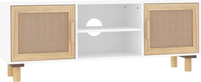 vidaXL fehér fenyőfa és természetes rattan TV-szekrény 105x30x40 cm