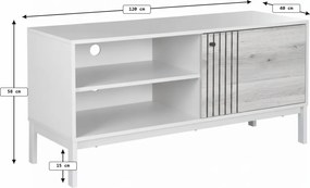 TV szekrény FROST 120x40 cm fehér, alpesi tölgy dekoráció