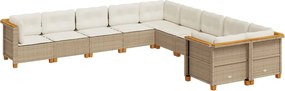 vidaXL 10 részes bézs polyrattan kerti ülőgarnitúra párnával